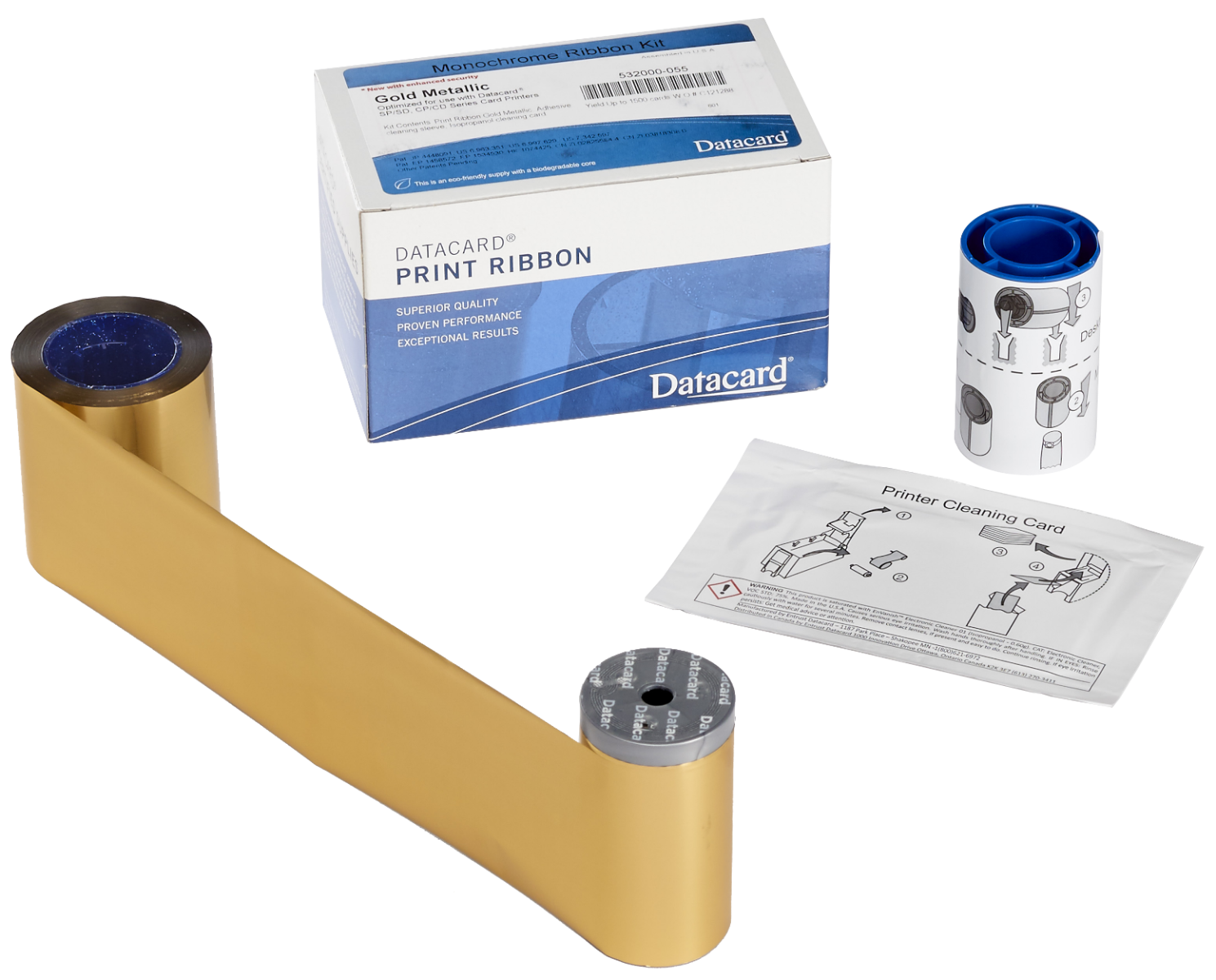DATACARD 532000-055 Printer Ribbon - Metallic Gold Resin Ribbon for High-Quality Printing, 1500 Labels per Roll