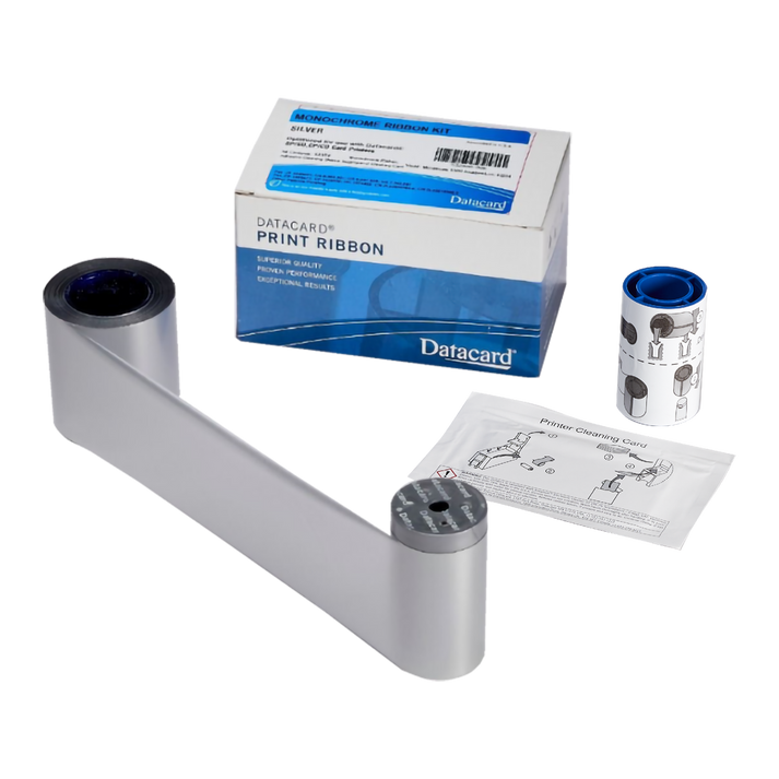 DATACARD 532000-054 Printer Ribbon - Metallic Silver Resin Ribbon for High-Quality Printing, 1500 Labels per Roll