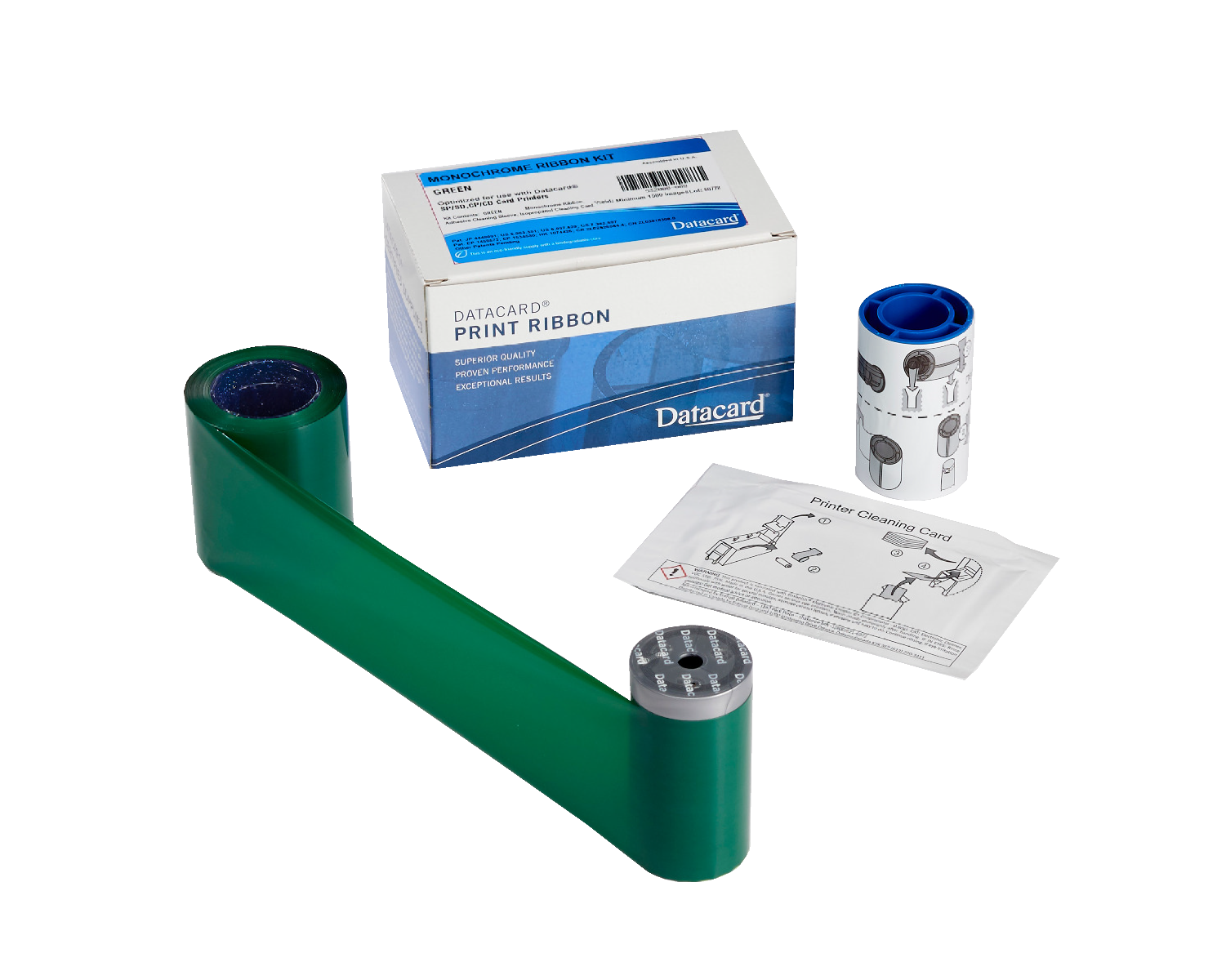 DATACARD 532000-008 Printer Ribbon - Green Resin Ribbon for High-Quality Printing, 1500 Labels per Roll