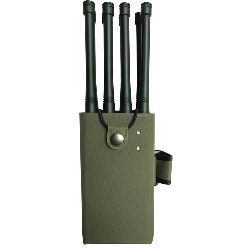 JammerMFG PJ-08-1 Portable Jammer - 8W Output Power, Blocks 2G/3G/4G/5G Signals, GPS, 2.4GHz WiFi, Up to 30m Radius, 8000mAh Battery, Includes 8 Antennas, AC & Car Charger.