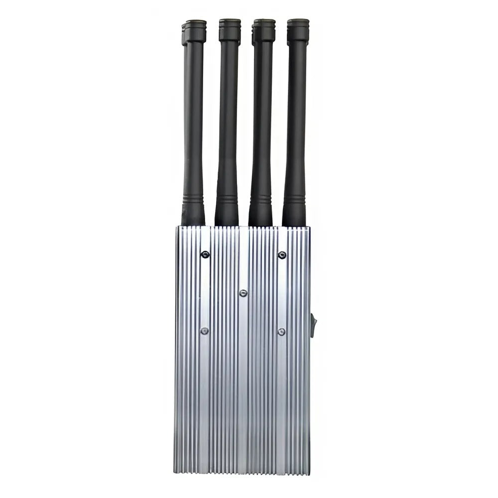 JammerMFG PJ-08-1 Portable Jammer - 8W Output Power, Blocks 2G/3G/4G/5G Signals, GPS, 2.4GHz WiFi, Up to 30m Radius, 8000mAh Battery, Includes 8 Antennas, AC & Car Charger.