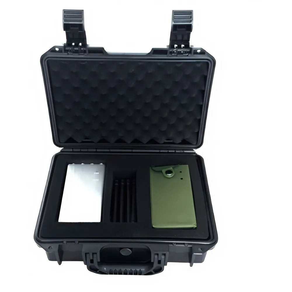 JammerMFG PJ-08-1 Portable Jammer - 8W Output Power, Blocks 2G/3G/4G/5G Signals, GPS, 2.4GHz WiFi, Up to 30m Radius, 8000mAh Battery, Includes 8 Antennas, AC & Car Charger.