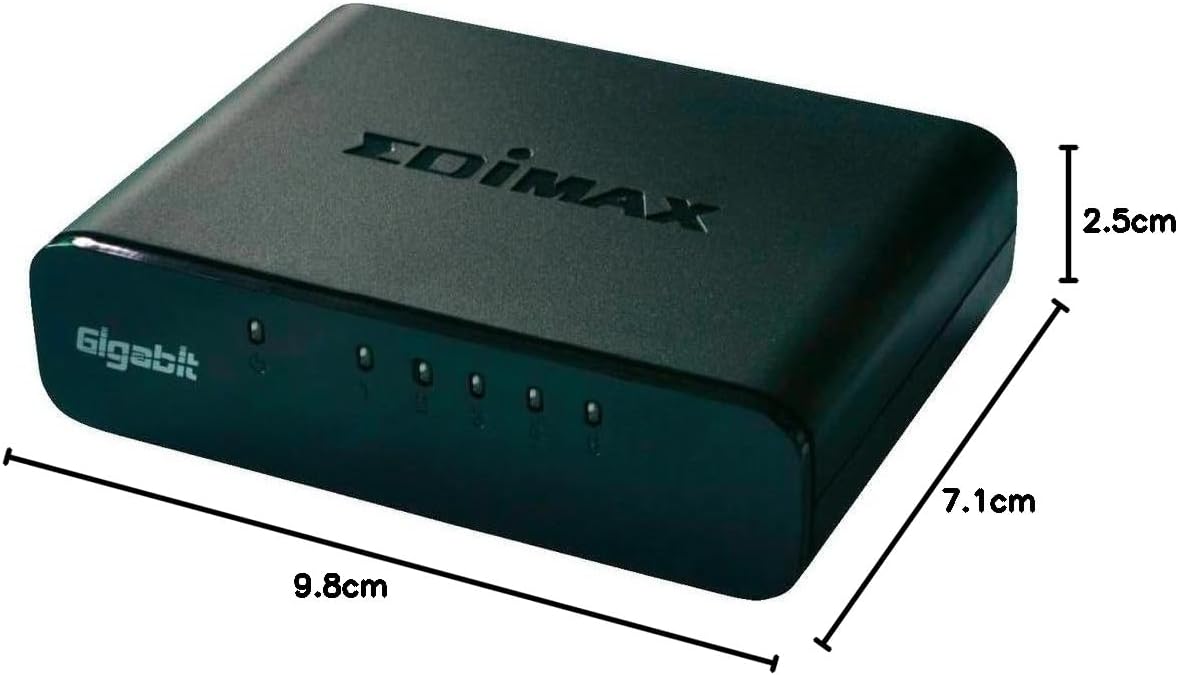 Edimax 5-Port Gigabit Desktop Switch ES-5500G V3, 10/100/1000 Mbps, Unmanaged, Compact Design, Plug-and-Play, Inactive Link Detection, Cable Length Detection, Auto-Negotiation, Supports Jumbo Frames (up to 9K), Optional USB Power Supply.