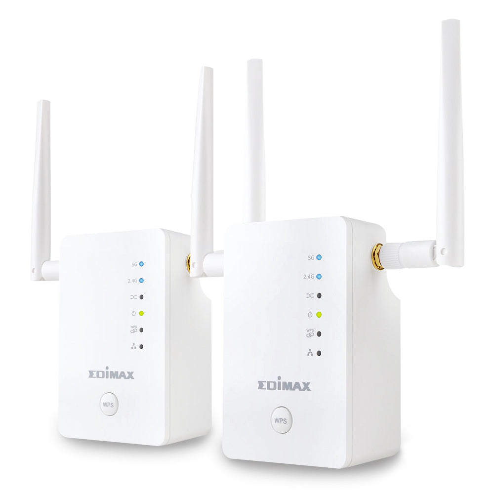 Edimax Gemini RE11S AC 1200 Wi-Fi Extender, Dual-Band 802.11ac, Up to 1200Mbps, Plug and Play, Smart iQ Setup, Universal Compatibility, Energy Efficient, Signal Strength LED Indicator.