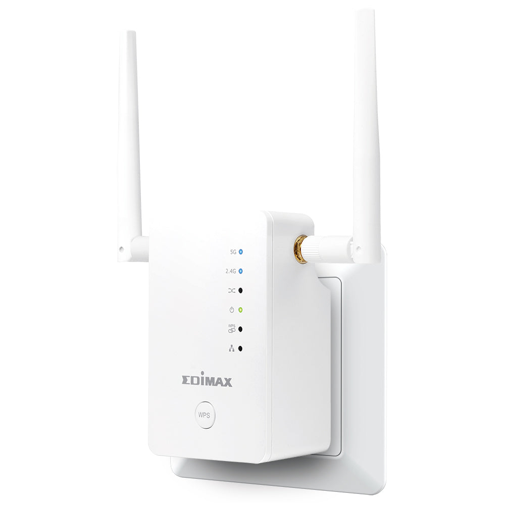 Edimax Gemini RE11S AC 1200 Wi-Fi Extender, Dual-Band 802.11ac, Up to 1200Mbps, Plug and Play, Smart iQ Setup, Universal Compatibility, Energy Efficient, Signal Strength LED Indicator.