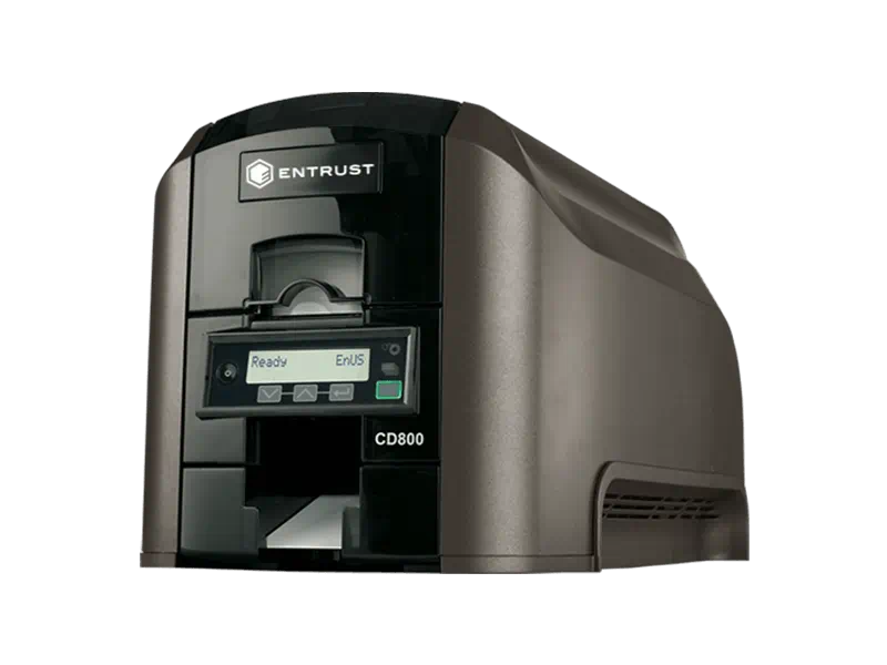 طابعة بطاقات Entrust Datacard CD800، طباعة عالية الدقة، تقنية طباعة سريعة، تصميم معياري للترقيات، مثالية للاستخدام الحكومي والشركاتي والتعليمي