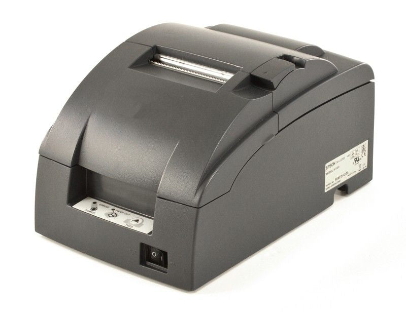 طابعة Epson M188B، طابعة إيصالات TM-U220 Impact، تحميل ورق قابل للسحب، قاطع آلي متضمن، سرعة طباعة قصوى 6 LPS، إخراج أحادي اللون