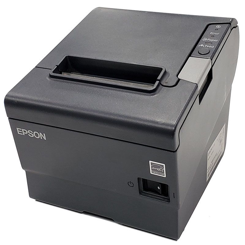 طابعة الإيصالات الحرارية Epson TM-T88V، طباعة سريعة 300 مم/ثانية، مثالية لنقاط البيع، وطباعة فواتير الطلبات والإيصالات في المطبخ، وتحميل ورق سهل، وقاطع تلقائي، ولون فحمي