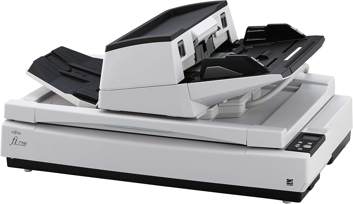 ماسح ضوئي FUJITSU FI-7700S - مسح ضوئي عالي السرعة 75 صفحة في الدقيقة، دقة التعرف الضوئي على الحروف المحسنة، تصميم مرن لوحدة التغذية التلقائية للمستندات، معالجة موثوقة للمستندات، سعة 300 ورقة، وظائف معالجة صور متقدمة