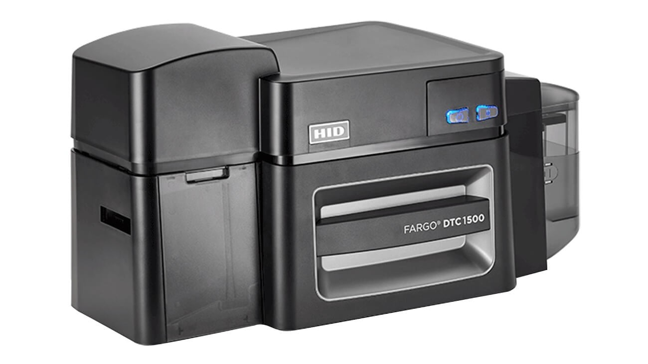 Fargo DTC1500 Card Printer and Encoder, Dye-Sublimation Printing, 300 dpi Resolution, 16 Seconds per Card, Modular Design, Eco-Friendly Certified, Security Features Included