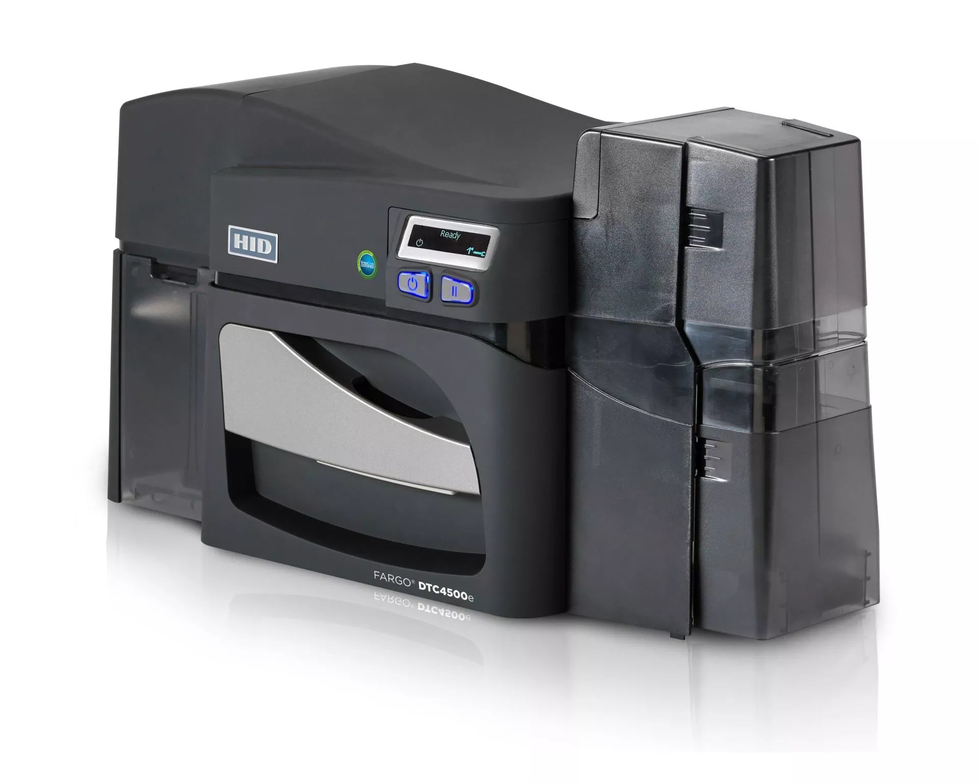 Fargo DTC4500e Card Printer, Dual Side Printer, Single Lamination, 300 dpi, 16 sec/card, 225 cards/hour, USB, Ethernet, Secure Printing