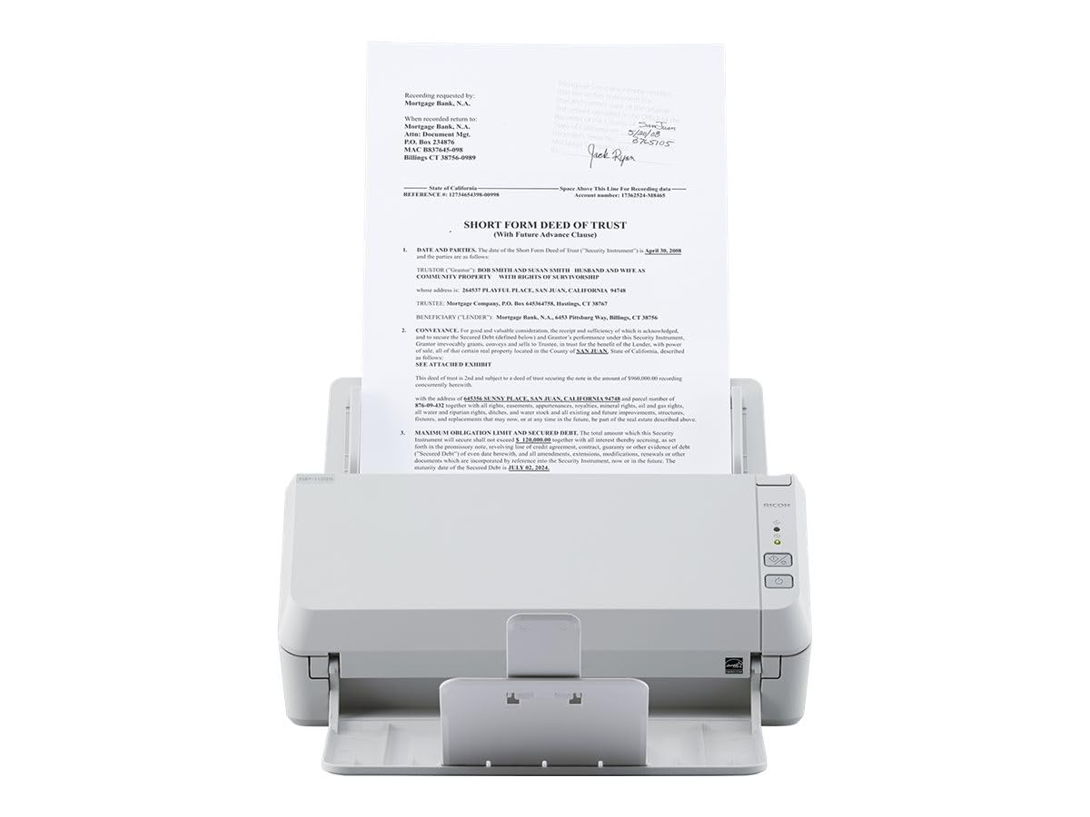 Fujitsu SP-1130N Image Scanner, 30 ppm/60 ipm Scanning Speed, 50-Sheet ADF Capacity, 600 dpi Optical Resolution, USB 3.2 and Ethernet Connectivity, Advanced Image Processing, ENERGY STAR® Certified, Compact Design for Space Efficiency.