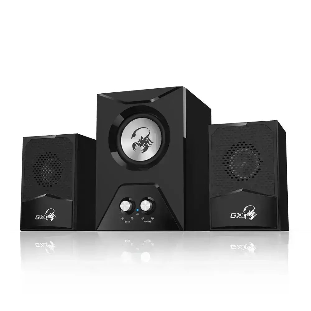 Genius Gaming Speaker SW-G2.1 500 – 15W Total Output Power, Subwoofer & Satellite Speakers with Volume Control, Compatible with Windows & Mac, Ideal for Gaming and Multimedia