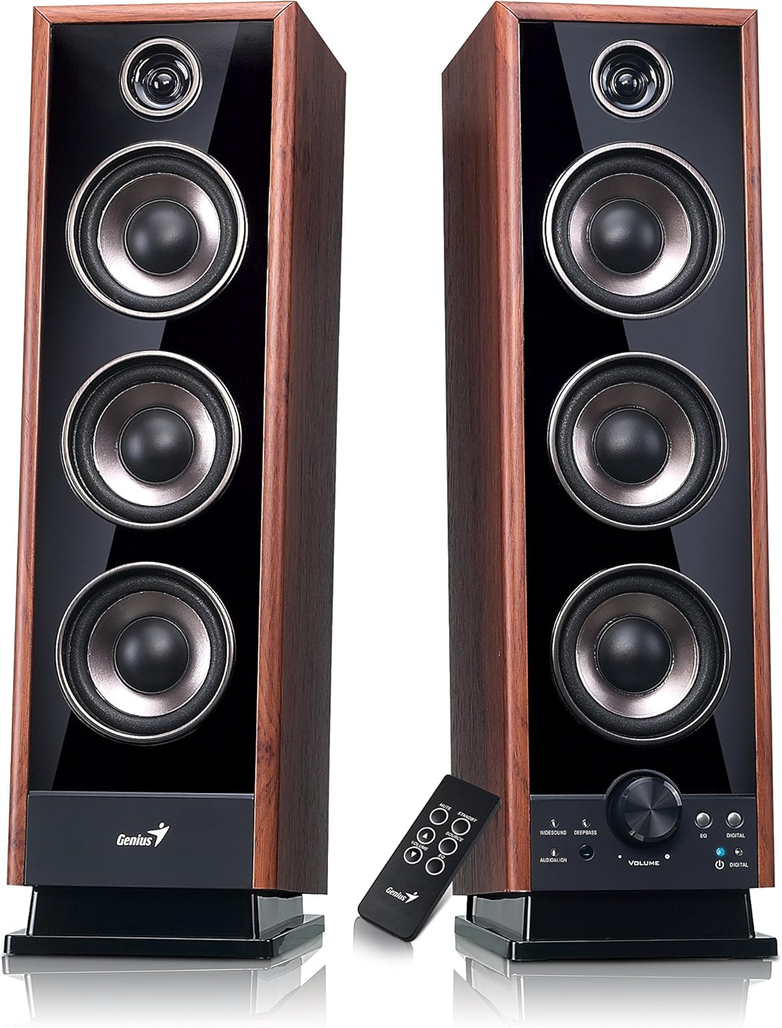 مكبرات صوت رقمية رباعية الاتجاهات من Genius SP-HF2020 - مخرج RMS بقوة 60 وات، معالج إشارة رقمية D2Audio مع 3 خيارات للمعادل، جهاز تحكم عن بعد لاسلكي، مدخلات اتصال متعددة، مثالية لأنظمة الصوت المنزلية
