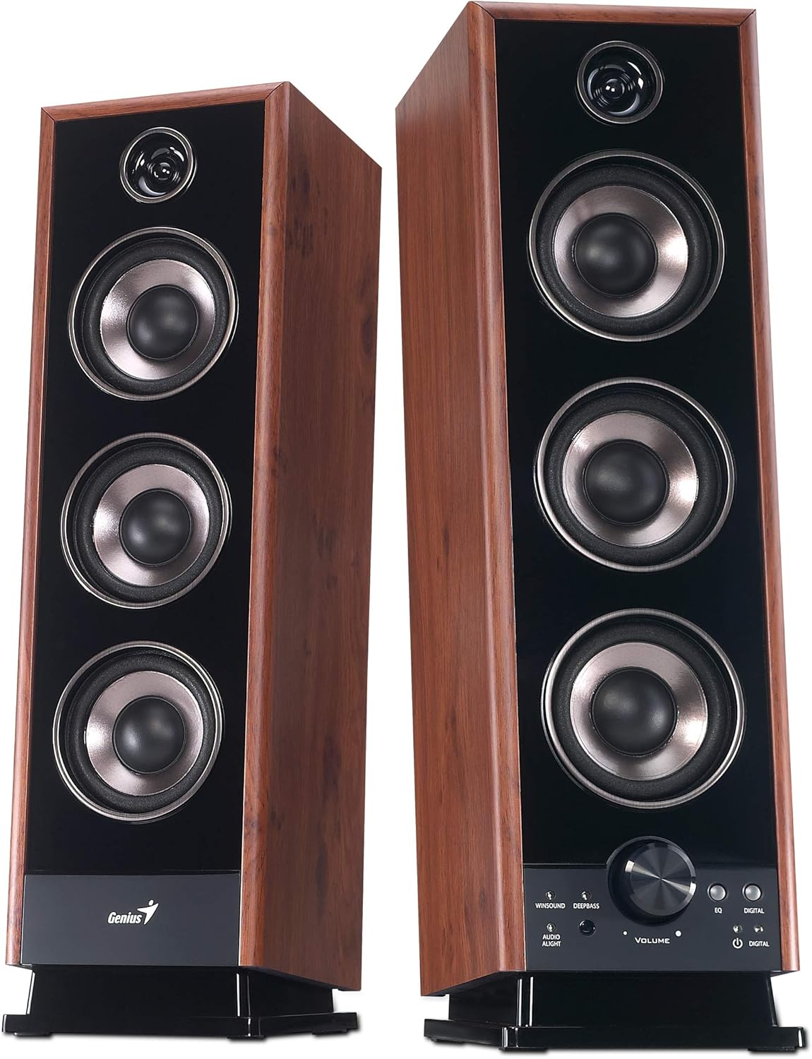مكبرات صوت رقمية رباعية الاتجاهات من Genius SP-HF2020 - مخرج RMS بقوة 60 وات، معالج إشارة رقمية D2Audio مع 3 خيارات للمعادل، جهاز تحكم عن بعد لاسلكي، مدخلات اتصال متعددة، مثالية لأنظمة الصوت المنزلية