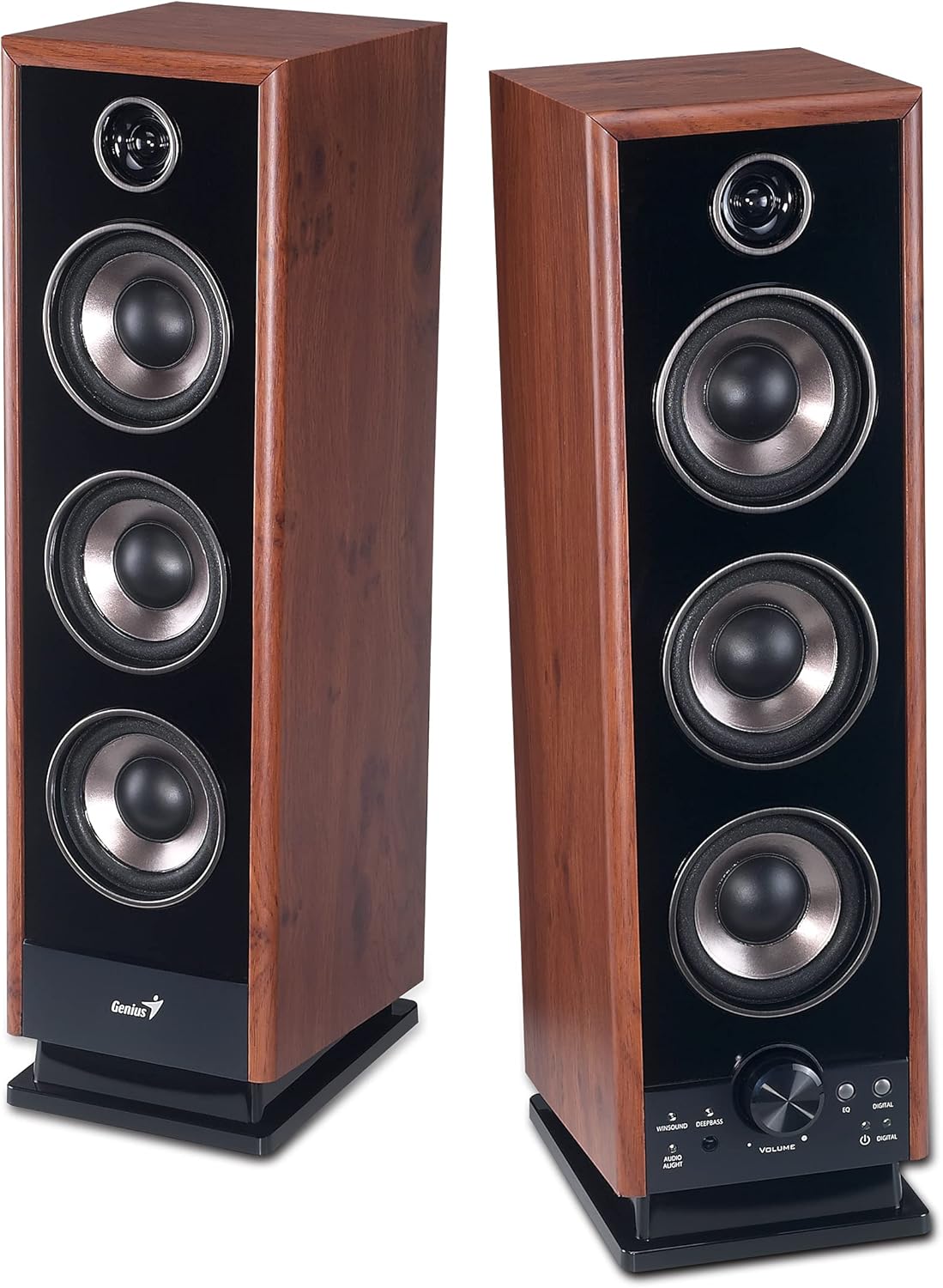 مكبرات صوت رقمية رباعية الاتجاهات من Genius SP-HF2020 - مخرج RMS بقوة 60 وات، معالج إشارة رقمية D2Audio مع 3 خيارات للمعادل، جهاز تحكم عن بعد لاسلكي، مدخلات اتصال متعددة، مثالية لأنظمة الصوت المنزلية