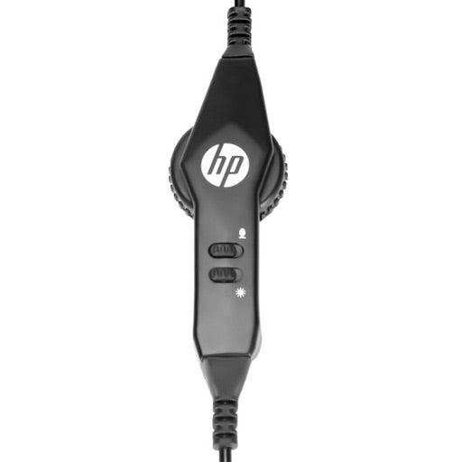 سماعة رأس HP DHE-8003 للألعاب، مشغلات 50 مم، صوت محيطي 7.1، ميكروفون قابل للتعديل، إضاءة LED، تحكم مدمج في مستوى الصوت