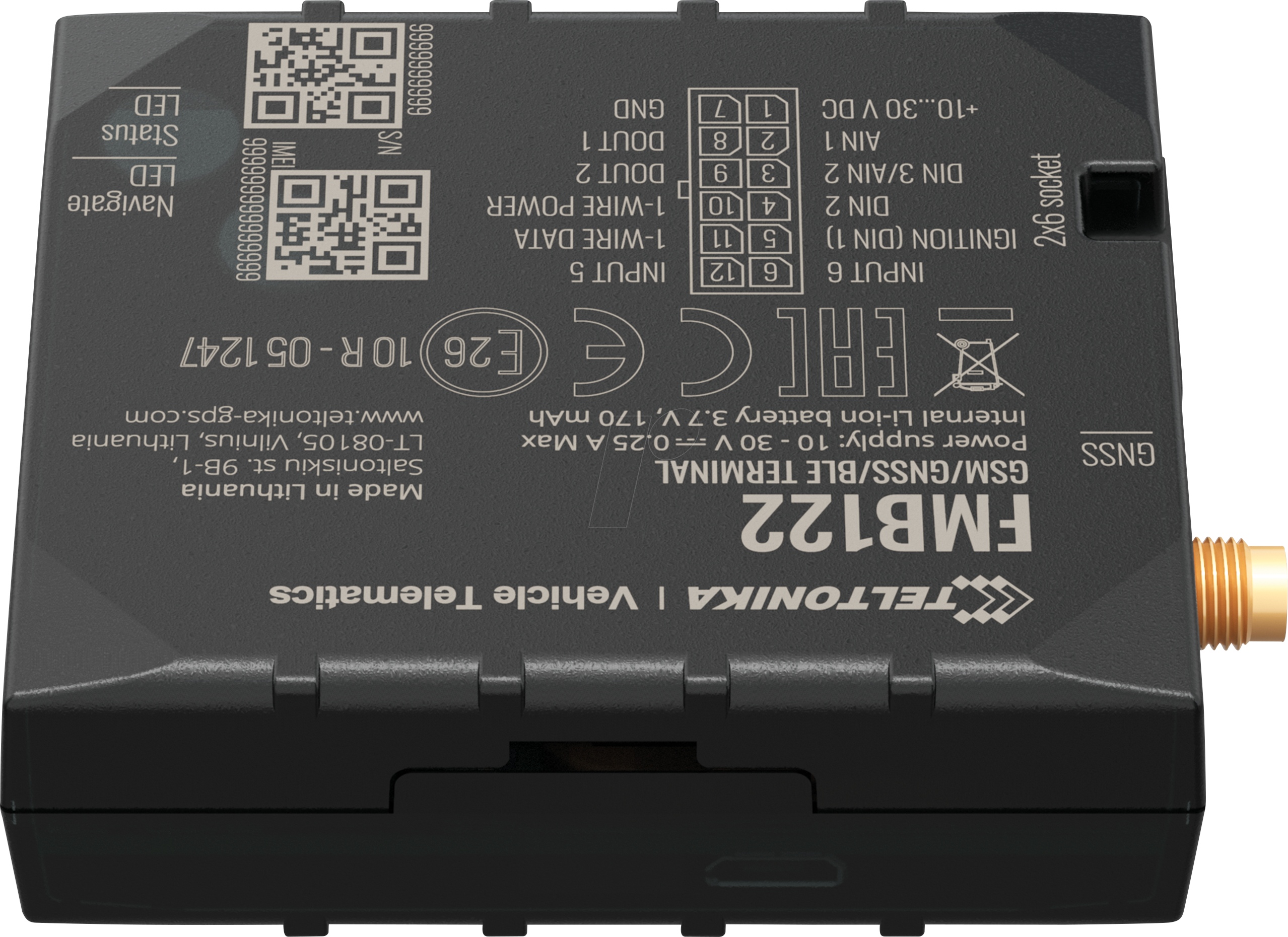جهاز تتبع Teltonika FMB122 GPS، ثنائي الشريحة، دعم البلوتوث، بطارية داخلية، بطاقة Micro SD سعة 128 ميجابايت، نقل البيانات في الوقت الفعلي، مثالي لإدارة الأسطول، متوافق مع OBD لبيانات السيارة، يدعم ما يصل إلى 500 مستخدم، اتصال مستمر.