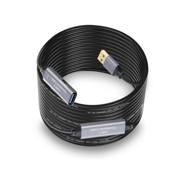 Z-Tek 15m USB 3.0 Extension Cable ZE646, High-Speed 5Gbps Data Transfer, Anti-Interference Design, Includes 5V-1A Power Adapter, Compatible with Windows and Mac OS.