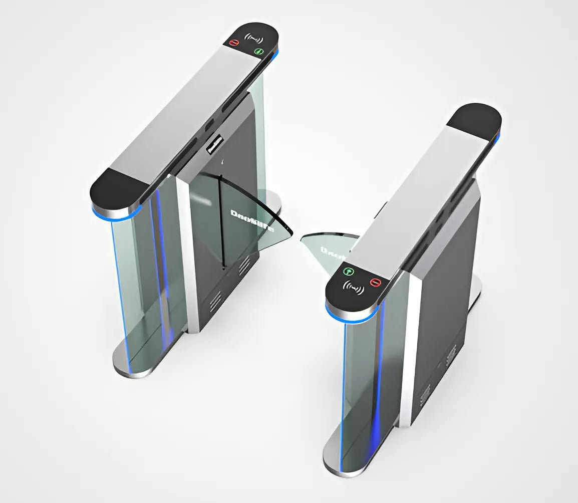 DAOSAFE Optical Flap Turnstile DS318, Stainless Steel Design 1200 x 185 x 1000 mm, IP65 Waterproof, Single/Bi-Directional Access, LED Indicators, Infrared Sensors, Automatic Reset Function