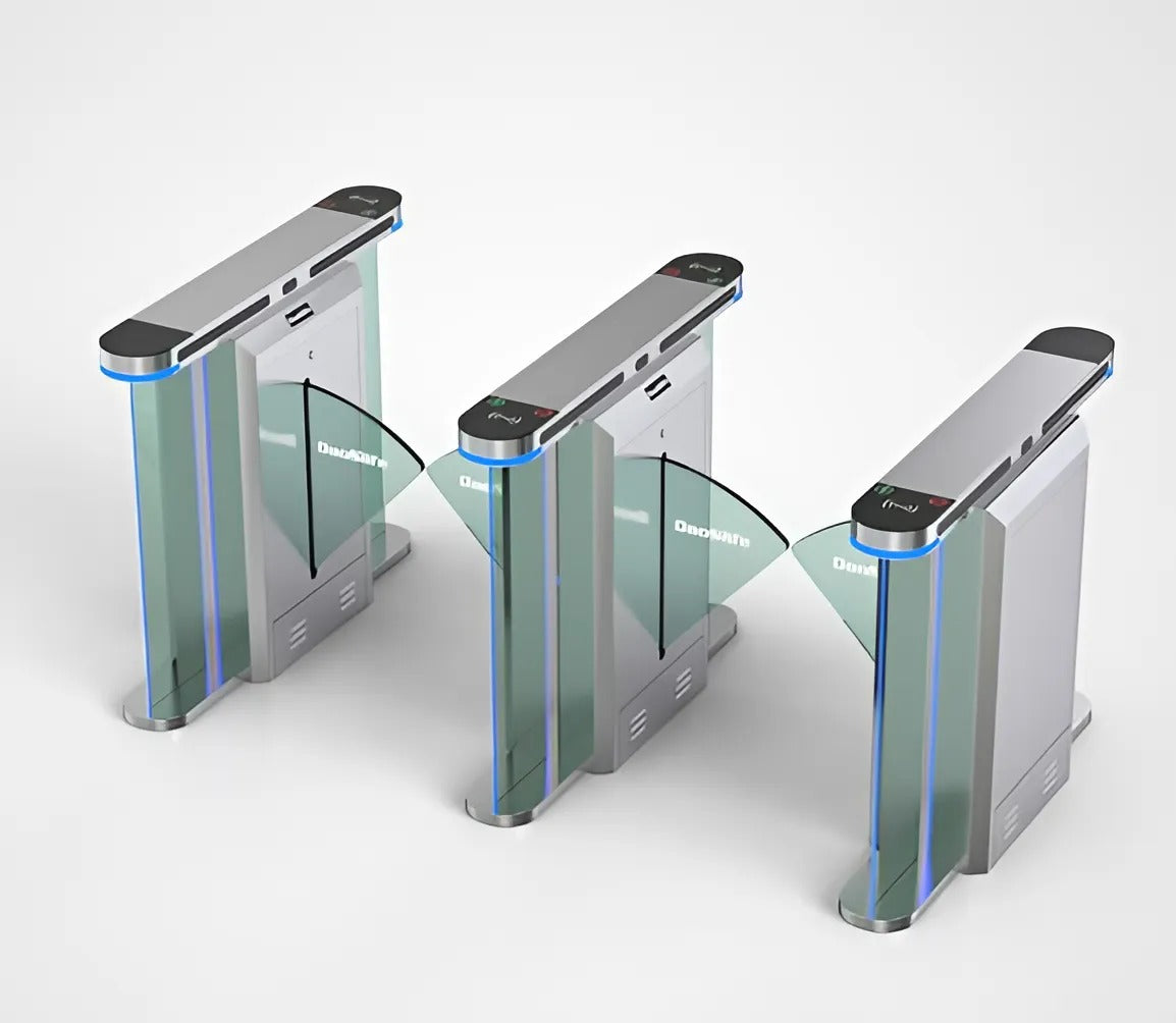 DAOSAFE Optical Flap Turnstile DS318, Stainless Steel Design 1200 x 185 x 1000 mm, IP65 Waterproof, Single/Bi-Directional Access, LED Indicators, Infrared Sensors, Automatic Reset Function