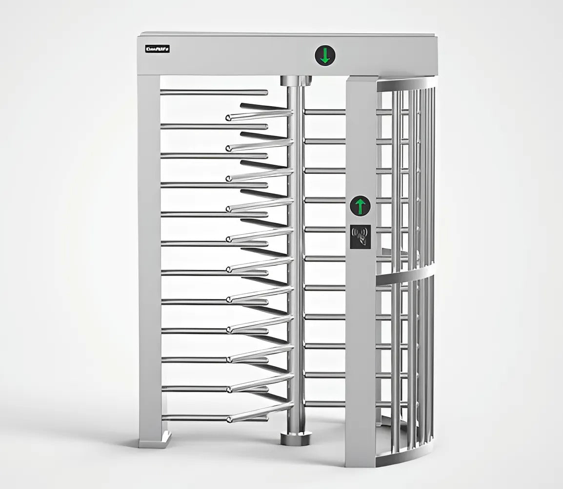 DAOSAFE Full Height Turnstile DS411, Stainless Steel Design 1460 x 1250 x 2300 mm, Indoor/Outdoor Use, Single/Bi-Directional Access, LED Indicators, Automatic Reset Function, Hydraulic Buffer Device