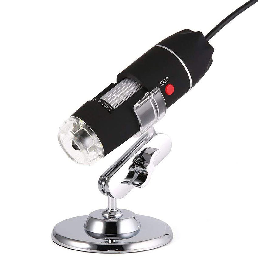 Cytron USB Microscope U500X, 500X Optical Magnification, 50X-500X Optical Zoom, USB 2.0 Plug and Play, Video and Image Capture, Adjustable LED Brightness, 640x480 Resolution, Includes Stand and Software CD.