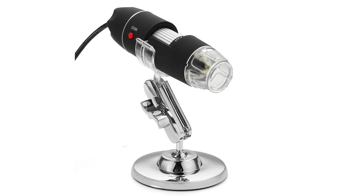 Cytron USB Microscope U500X, 500X Optical Magnification, 50X-500X Optical Zoom, USB 2.0 Plug and Play, Video and Image Capture, Adjustable LED Brightness, 640x480 Resolution, Includes Stand and Software CD.