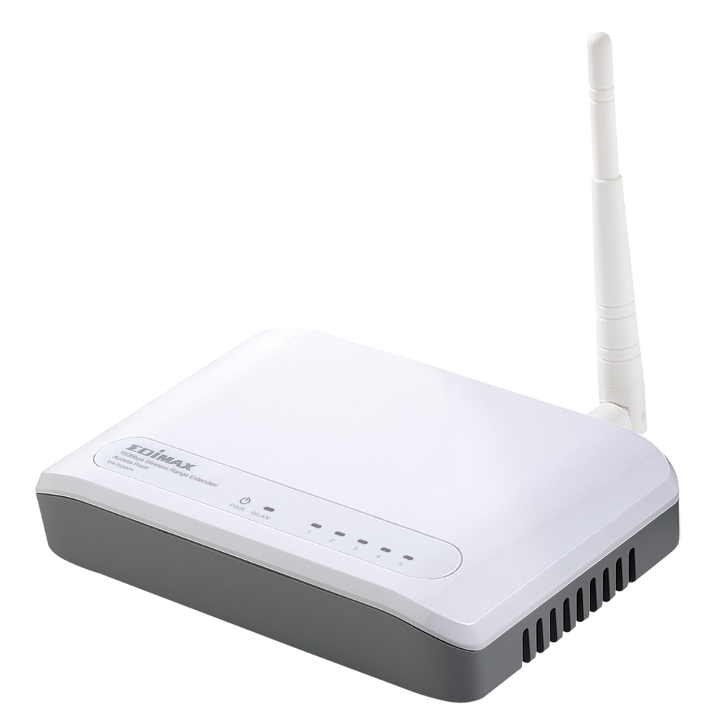 نقطة وصول/موسع نطاق Edimax 150Mbps لاسلكي 802.11b/g/n EW-7228APn، مفتاح 5 منافذ، وضع مكرر عالمي، أمان WPA/WPA2، إعداد معالج EZmax، هوائي 3dBi قابل للفصل، توفير طاقة WLAN الخضراء.