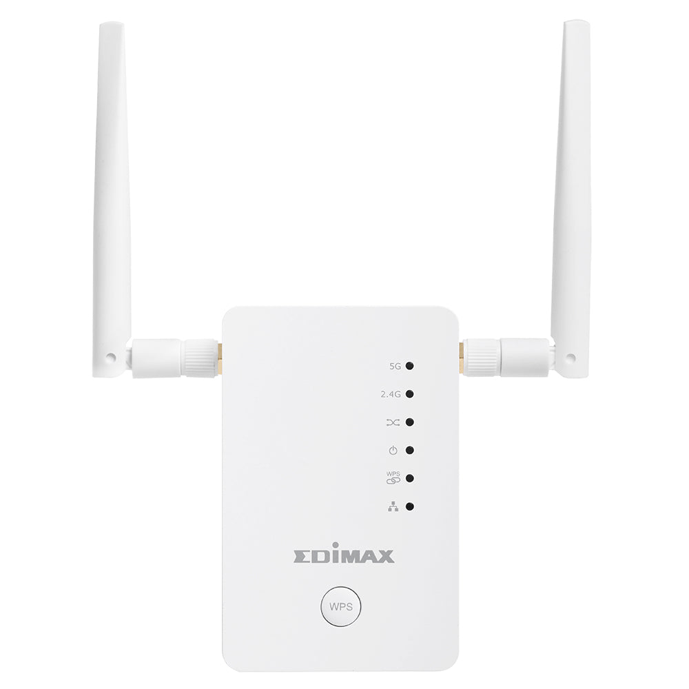 Edimax Gemini RE11S AC 1200 Wi-Fi Extender, Dual-Band 802.11ac, Up to 1200Mbps, Plug and Play, Smart iQ Setup, Universal Compatibility, Energy Efficient, Signal Strength LED Indicator.