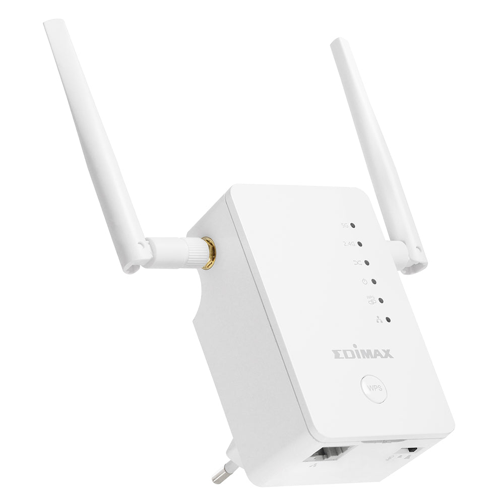 Edimax Gemini RE11S AC 1200 Wi-Fi Extender, Dual-Band 802.11ac, Up to 1200Mbps, Plug and Play, Smart iQ Setup, Universal Compatibility, Energy Efficient, Signal Strength LED Indicator.