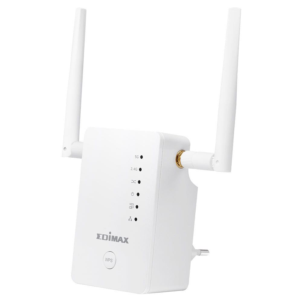 Edimax Gemini RE11S AC 1200 Wi-Fi Extender, Dual-Band 802.11ac, Up to 1200Mbps, Plug and Play, Smart iQ Setup, Universal Compatibility, Energy Efficient, Signal Strength LED Indicator.