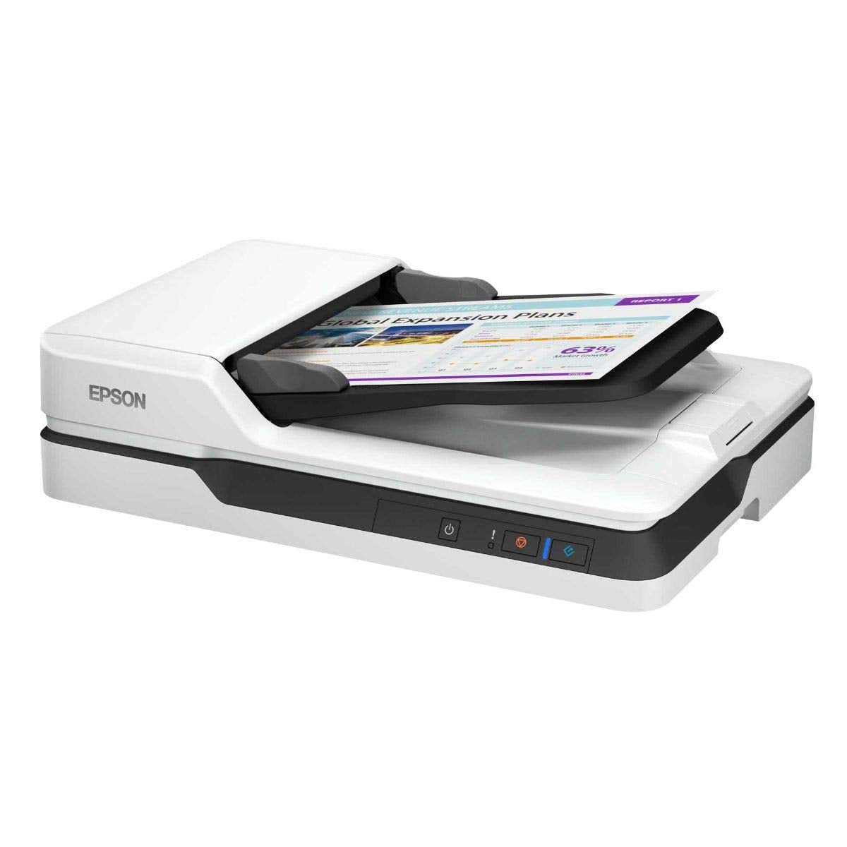 Epson DS-1630 Document Scanner, 25 ppm Simplex & 10 ipm Duplex Scanning, 50-Sheet ADF Capacity, Versatile Flatbed for IDs & Fragile Items, High Optical Resolution (1200 dpi Flatbed, 600 dpi ADF), Intelligent Image Adjustments, Cloud Scanning Capability