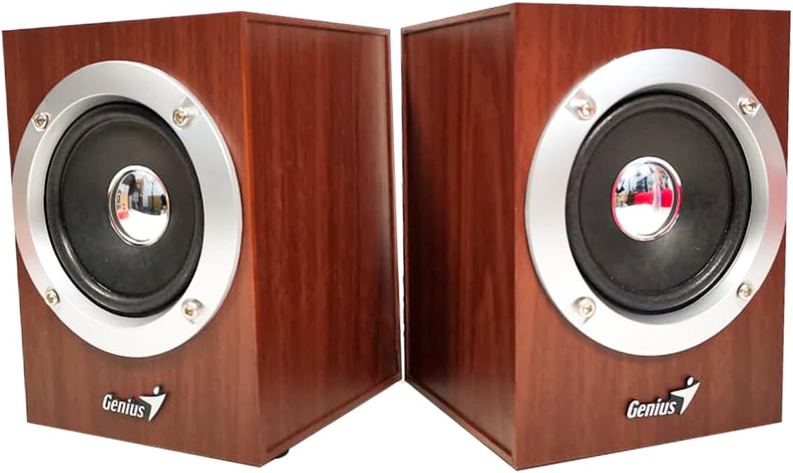 Genius SP-HF280 USB Wood Speakers – 6W Max Output, Wired Connectivity, 2 Drivers, Compact Design for Desktop Audio Solutions