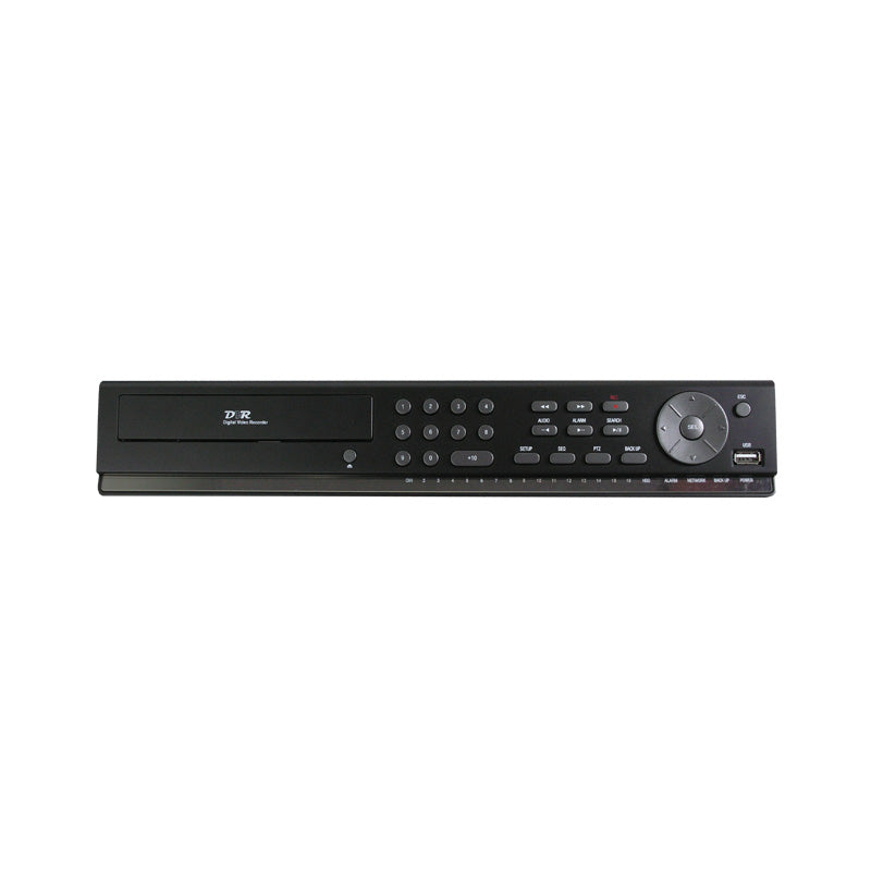 Mezory DVR MZ-DV-4848I – 16 CH Quadplex Real Time D1 DVR, 480 fps @ NTSC, 400 fps @ PAL, H.264 Video Compression, HDMI Output, VGA Output, USB 2.0, 10/100 LAN, 16 CH Video/Audio Input and Output.