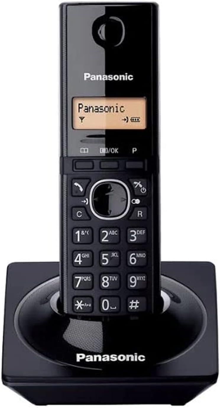 هاتف باناسونيك KX-TG1711 اللاسلكي - تقنية DECT 6.0، مدى طويل (50 متر داخلي، 300 متر خارجي)، معرف المتصل، مكبر صوت، وقت تحدث يصل إلى 10 ساعات، سماعة قابلة للتوسيع.