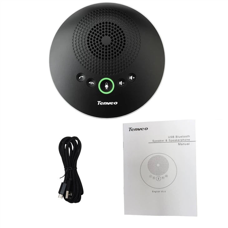 TENVEO TEVO-A2000B Video Conference System, USB Connection, 360° Audio Pickup up to 4M, Built-in High-Fidelity Omnidirectional Microphone, Echo Cancellation, Noise Reduction, Compatible with All Leading UC Platforms