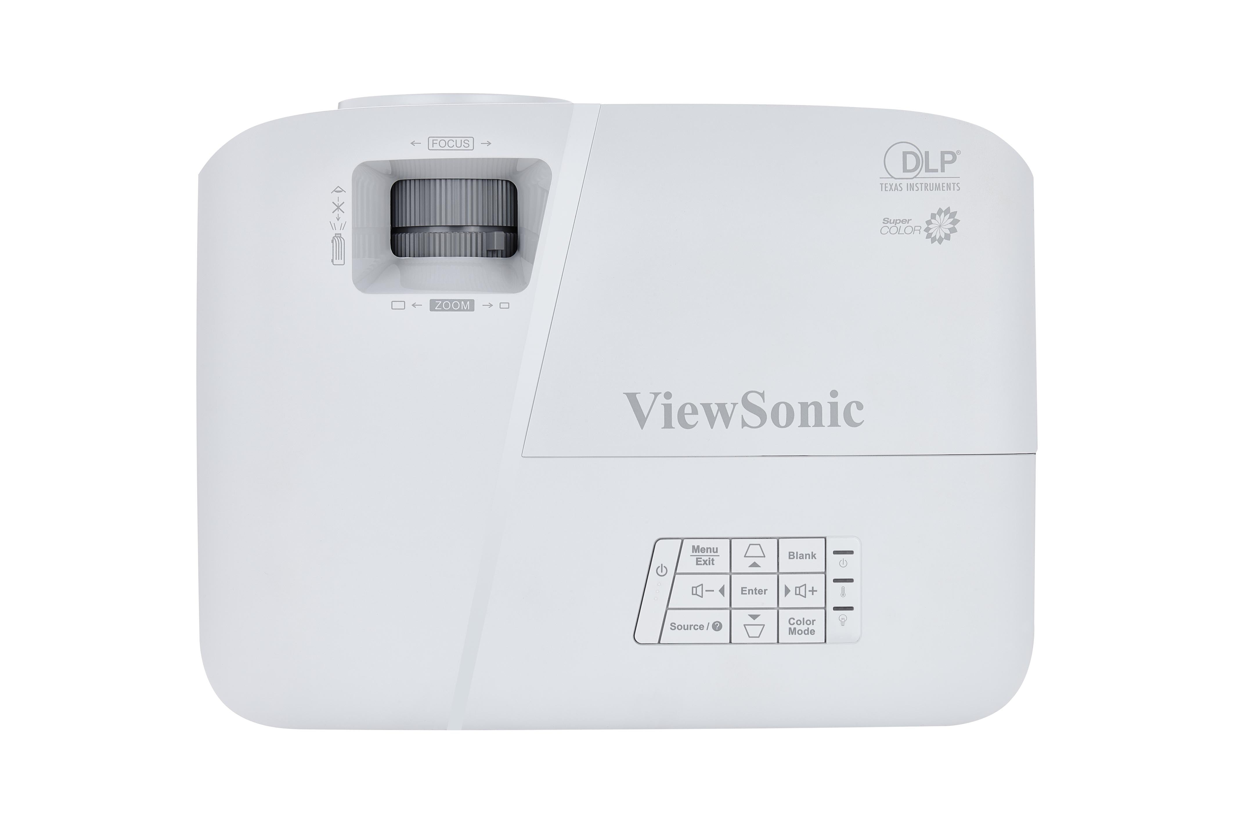 جهاز عرض ViewSonic TR-PA503S، 3,800 لومن، دقة SVGA (800 × 600)، تقنية SuperColor™، نسبة إسقاط 1.96 إلى 2.15:1، HDMI، 2x مدخلات VGA، مكبر صوت مدمج 2 وات، نسبة تباين 22,000:1، عمر المصباح 15,000 ساعة.