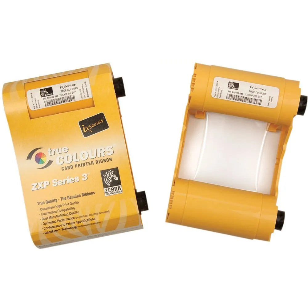 Zebra ZXP Series 3 YMCKO Full Color Ribbon, 200 Prints/Roll (Total 400), Includes 2 Cleaning Rollers, Eco-Friendly Design, Compatible with ZXP Series 3 Printers