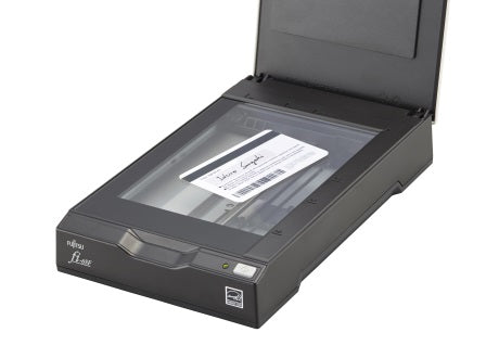 Fujitsu fi-65F Compact A6 Flatbed Scanner with 600 dpi CIS Sensor, USB Bus-Powered, Coverless Scanning, and PaperStream IP Software – Ideal for IDs, Passports & Cards at Counters and Reception Desks